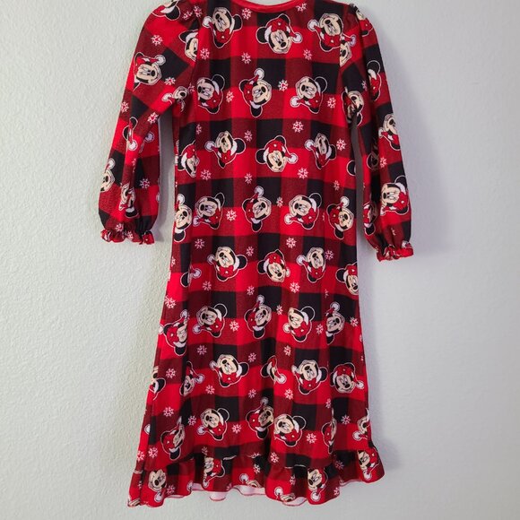 Disney Minnie Mouse Toddler Girl Holiday Nightgown Red Plaid Long Sleeve Size 4T - Picture 3 of 9